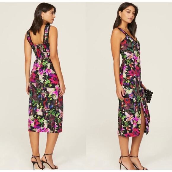 B51 Marchesa Notte Midi Dress Womens 2 Fairy Coquette Floral Feminine Swiftie - Picture 3 of 12